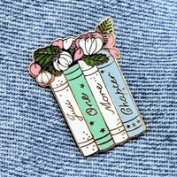 just one more chapter book flowers brooch metal badge lapel pin jacket jeans fashion jewelry accessories gift