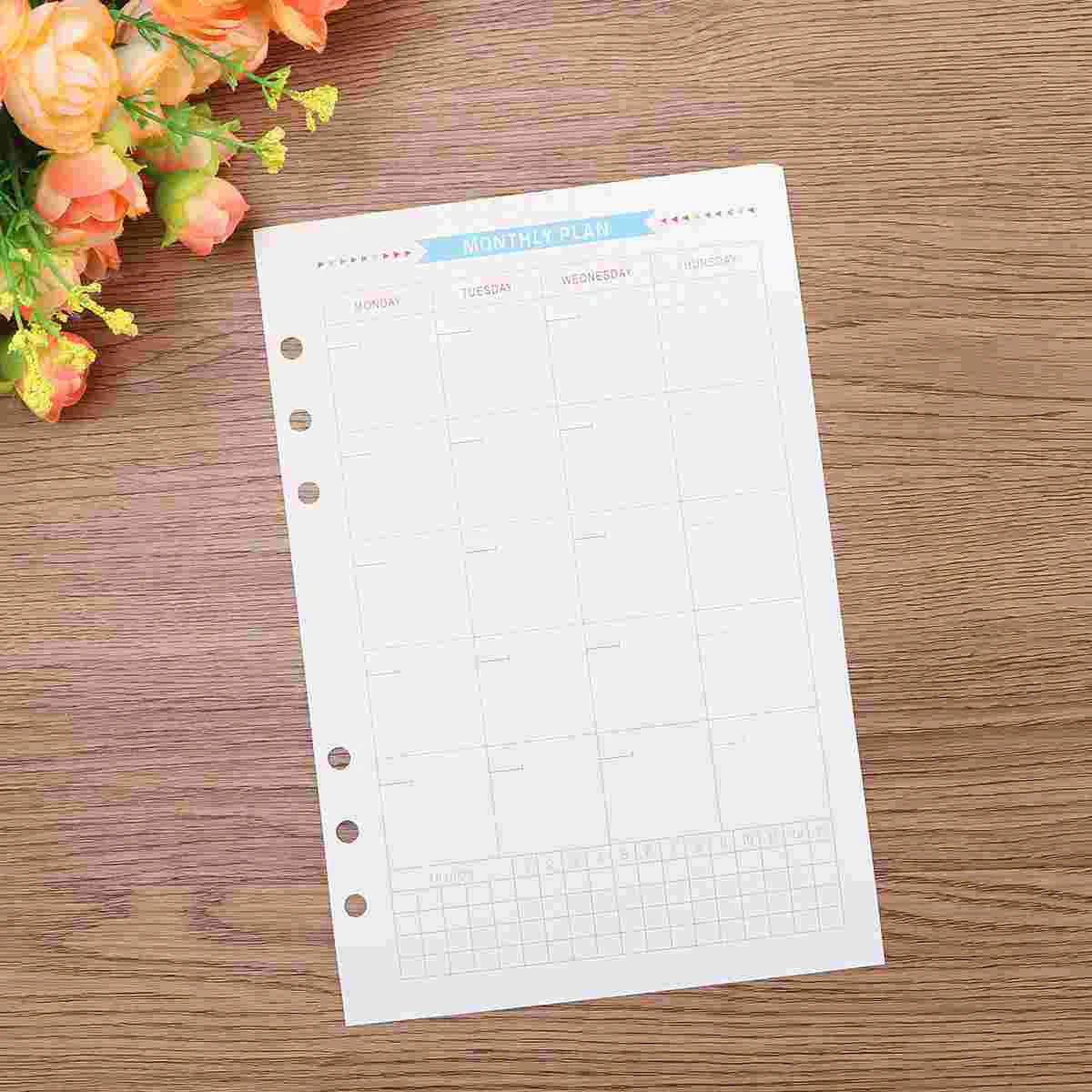 

A5 Refill Paper, 6 Rings Binder Papers Refill, Notebook Inserts Loose- leaf Binder Paper for Planner Journal Diary ( mothly+