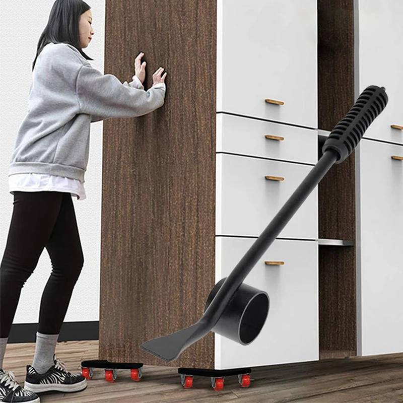 

5 Pcs Furniture Mover Set Transport Lifter Heavy Stuff Moving 4 Wheeled Mover Roller with Wheel Bar Moving Device Tools
