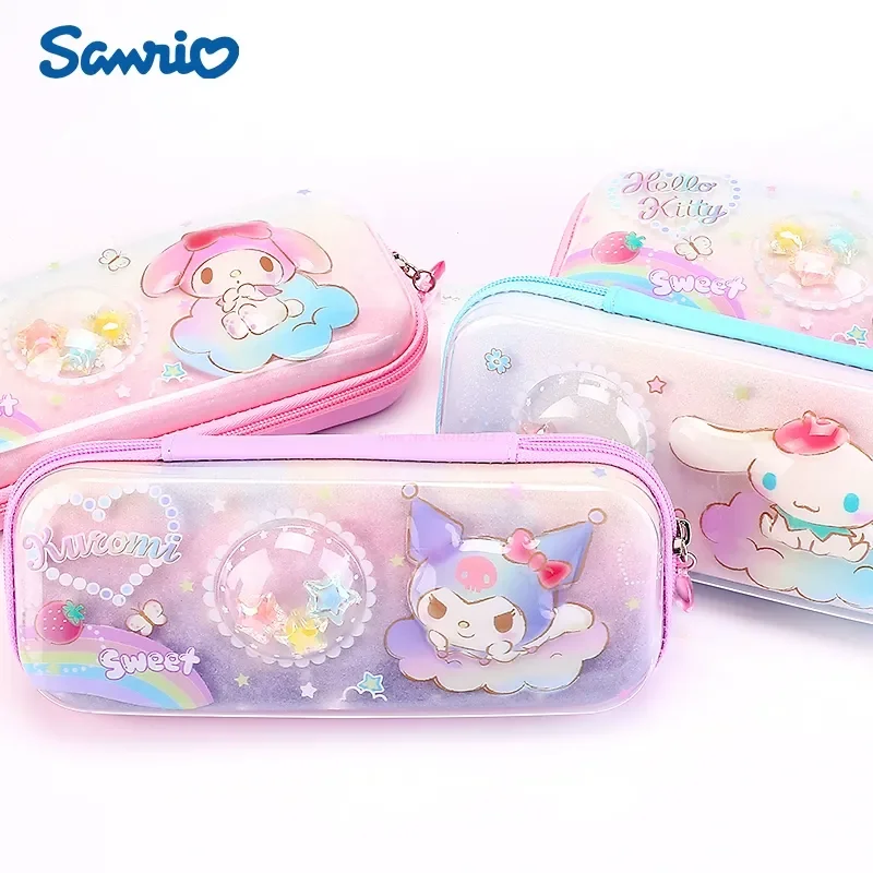 

Kawaii Sanrio Multifunctional Quicksand Pencil Case Kuromi Melody High-capacity Student Stationery Storage School Supplies Gift
