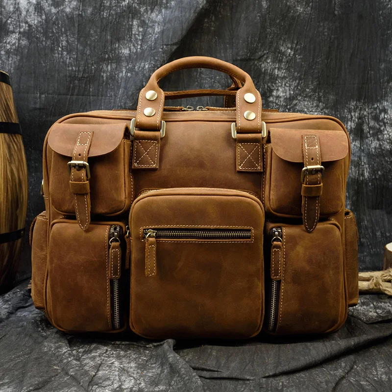 

Notebook 2019 Briefcases Mans New Briefcase With Strap Bag Natural Hand Business Shoulder Bag Fashion Men Laptop Leather