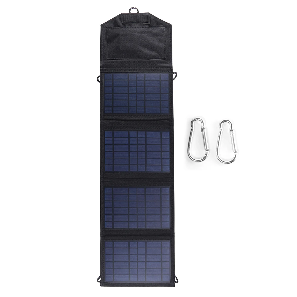 

30W 5V Dual USB Portable Solar Folding Emergency Charging Panel with 2 Carabiner for Traveling Hiking Camping Accessories