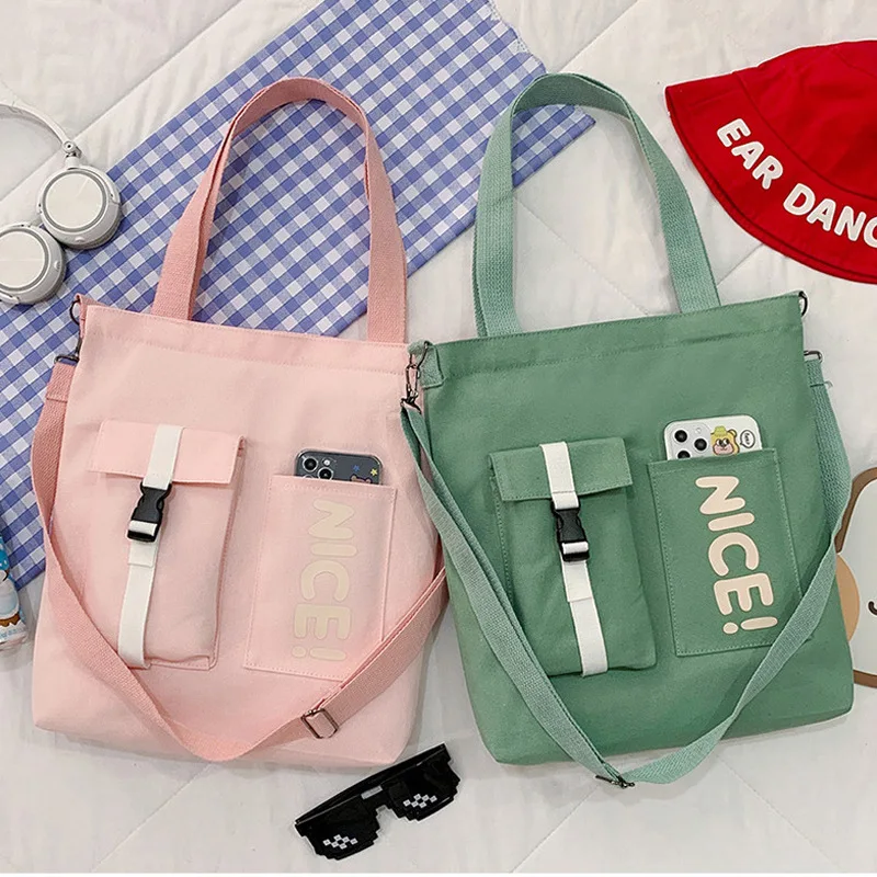

Ladies Tote Shoulder Bag Canvas Shopping Bag Cartoon Cross-body Shoulder Bag Big Capacity Student Textbook Bags Messenger Bag