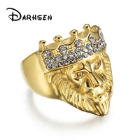 darhsen male men lion rings silver gold color stainless steel fashion anniversary jewelry party gift size 8 9 10 11 12