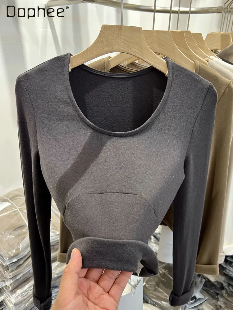 

Elegant Winter Women's Thick Round Neck Short Sweater 2022 New Cashmere Knitted Top with Tight Waist Woman Thick Bottoming Shirt