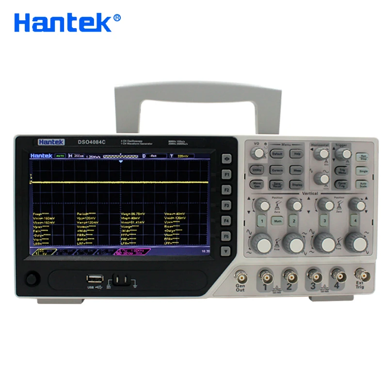 Цифровой осциллограф Hantek DSO4084C, 4-канальный 80 МГц 1GS/sUSB осциллограф для ПК + генератор сигналов Arbitary/функциональный