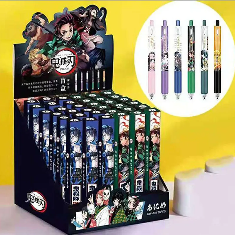 

36 pcs/lot Kawaii Demon Slayer Blind Box Gel Pen Cute 0.5mm black Ink Signature Pens Promotional Gift Office School Supplies