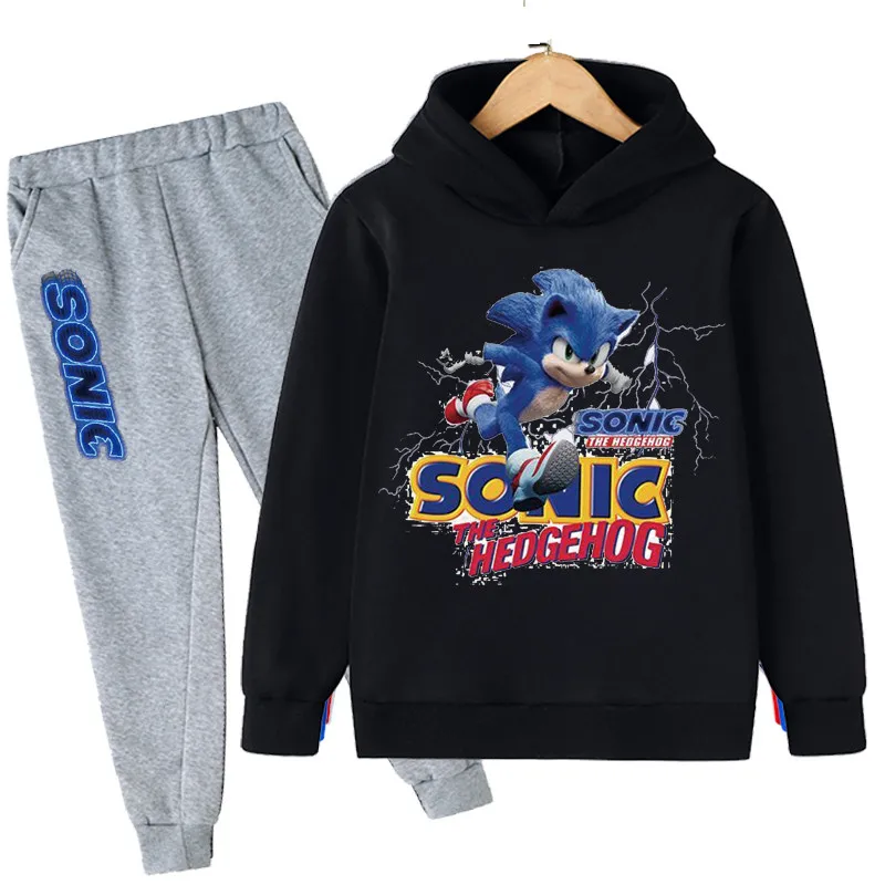 

Sonic Kids Hoodie Set Cotton Pullover Set Kids Sweatshirt Pants 2 Pcs Cool Game Long Sleeve Clothes Boys Girls Kids