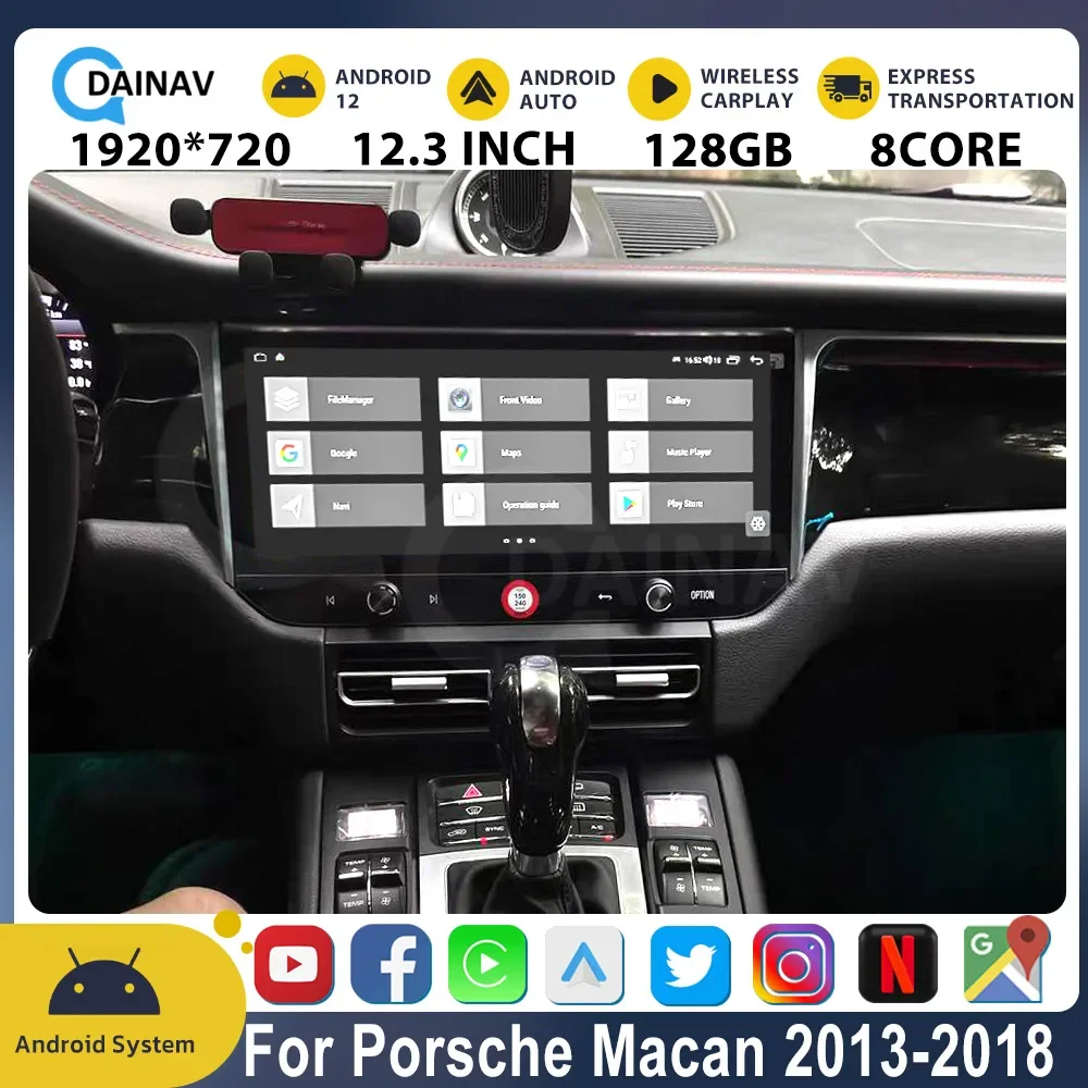 

12.3 Inch Car Radio For Porsche Macan 2013 2014 2015 2016 2017 2018 Android Auto Multimedia player GPS Navi Carplay Head Unit