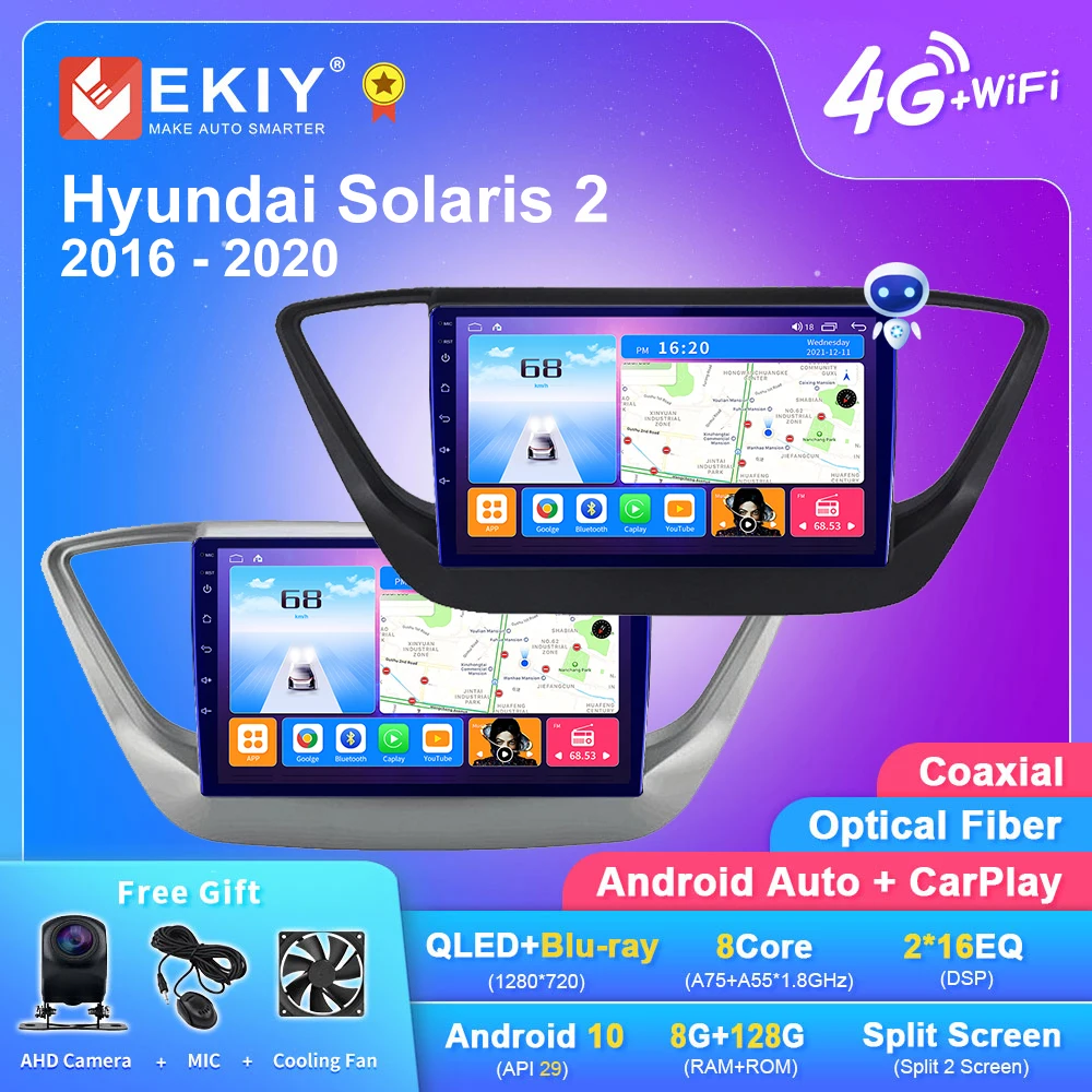 Автомагнитола EKIY T7 на Android для Hyundai Solaris 2 2016 2017 2018 2020 автомобильный мультимедийный
