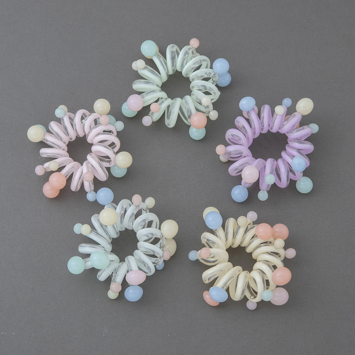 5 шт. ярких цветов/жемчужины телефонный шнур прозрачный жемчуг кольца для волос