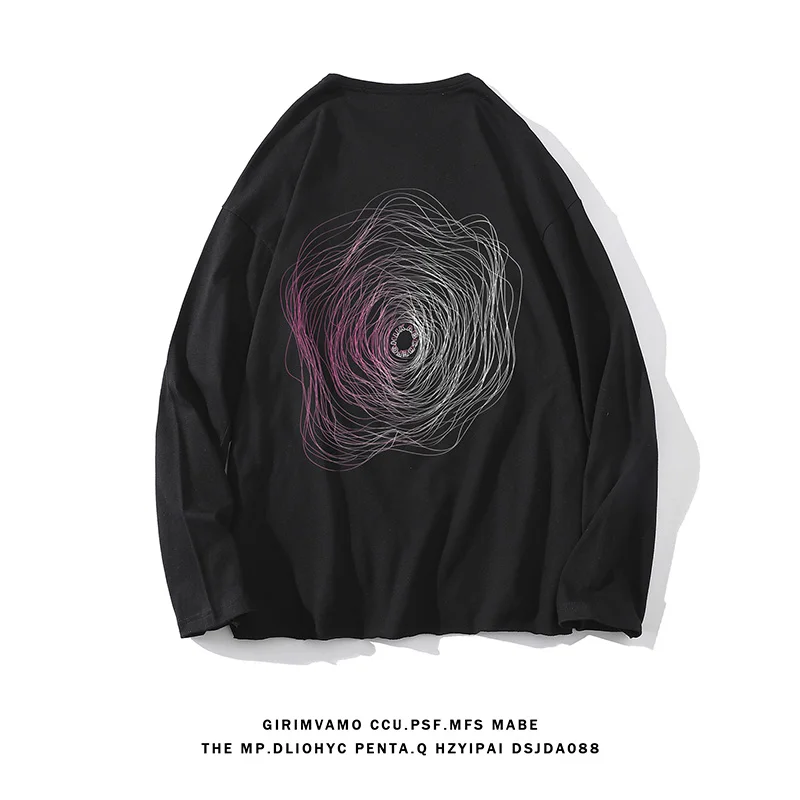 

2022 Autumn Spring Fashion Oversize Blue Black Tshirt Men's Long Sleeve Casual Hip Hop Streetwear T-Shirt For Man Top Tees