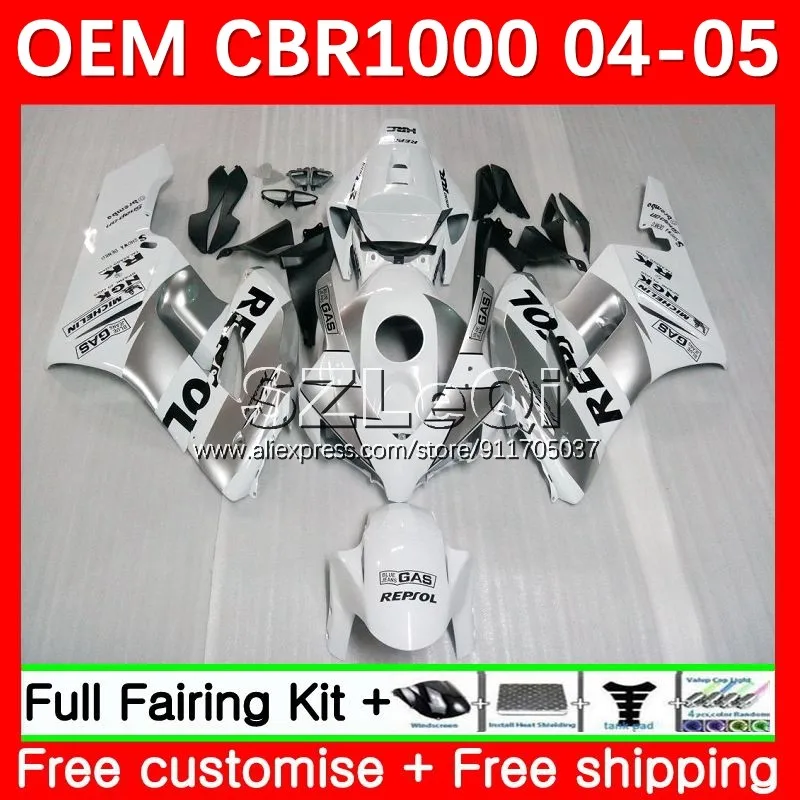 

Repsol silver OEM Kit For HONDA CBR-1000 CBR1000 CBR 1000 RR CC 1000RR CBR1000RR 04 05 1000CC 2004 2005 Injection Fairing 49LQ.6