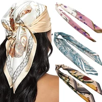 7070cm luxury women satin large square shawls scarves silk feeling neckerchief hair wrapping scarf female headscarf bandana