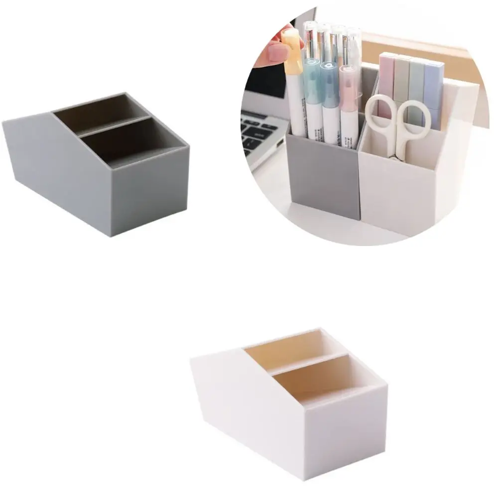 

Simple Plastic Pen Holder Double Layer Makeup Brush Storage Box Desktop Stationery Organizer School Supplies Stationery