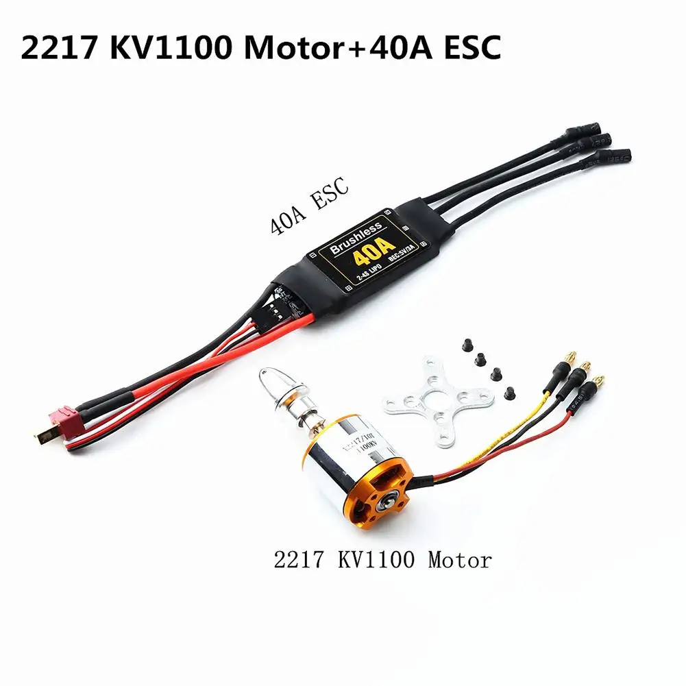 

A2217 1100kv/1250kv/2300kv Brushless Motor 40A Esc With T Plug 3.5mm Banana Connectors For Rc Fixed Wing Plane Helicopter