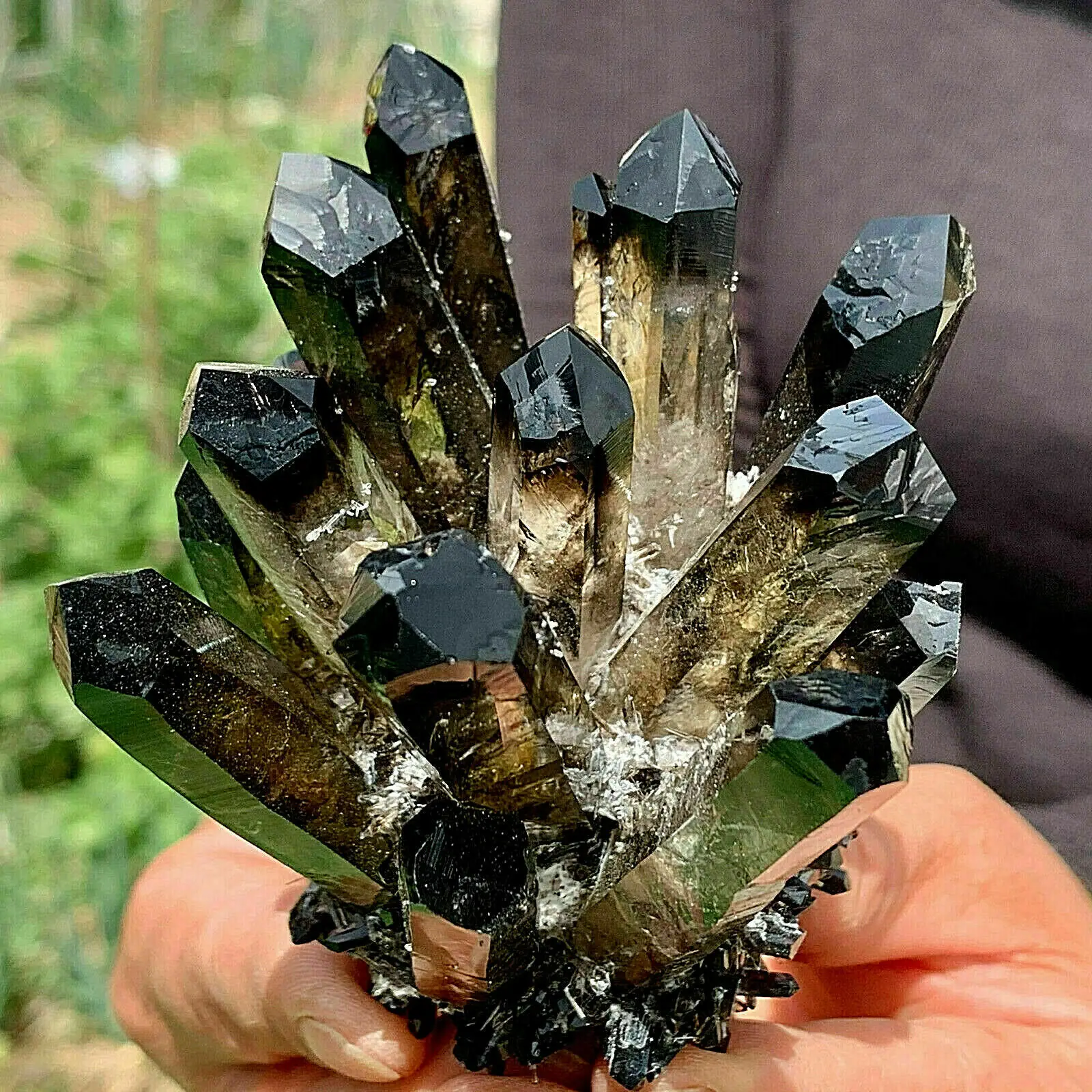 

Natural Smoky Black Quartz Cluster Crystal Specimen Healing random delivery