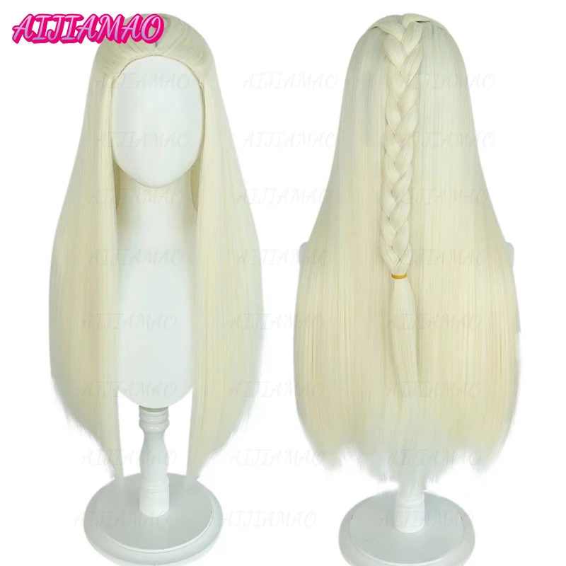 

Парик Эльзы платье принцессы платиновой блондинки из косы синтетический термостойкий парик волос Косплэй парики + парик Кепки