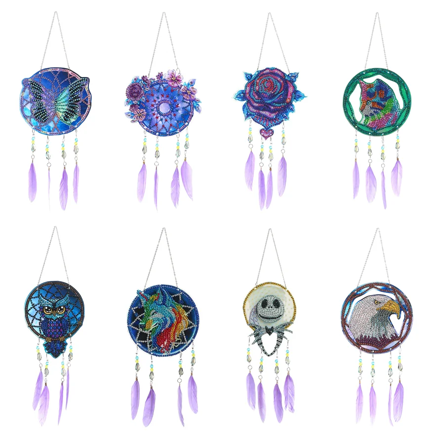 

DIY Diamond Painting Dream Catcher Wind Chimes Animal Flower Pattern Diamond Embroidery Mosaic Kit For Door Home Wall Decoration
