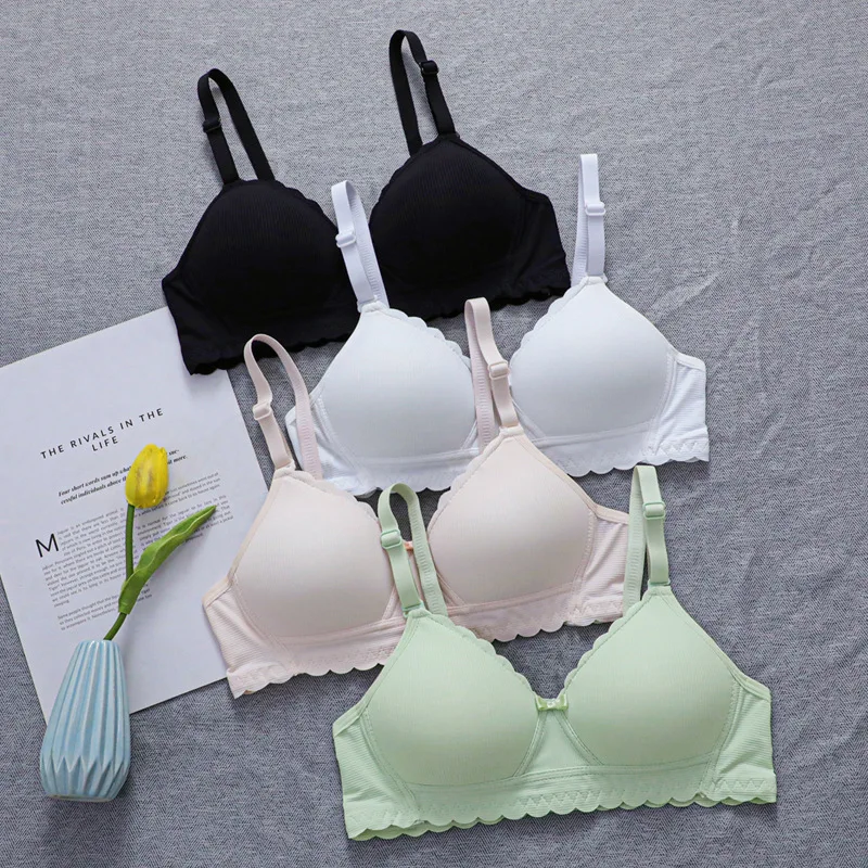 New Thin Wireless Bra Girl Bra Gather Adjustable Lace Bow Student Comfortable Girl Bra Teenage Girls Clothing 14 16 18 Years