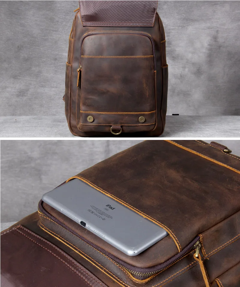 Рюкзак мужской из натуральной кожи под ноутбук 14 дюймов