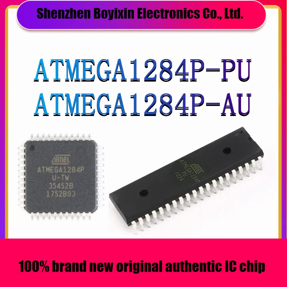 ATMEGA1284P-PU Package:DIP-40 ATMEGA1284P-AU Package:TQFP-44 AVR 20MHz Microcontroller (MCU/MPU/SOC) IC Chip