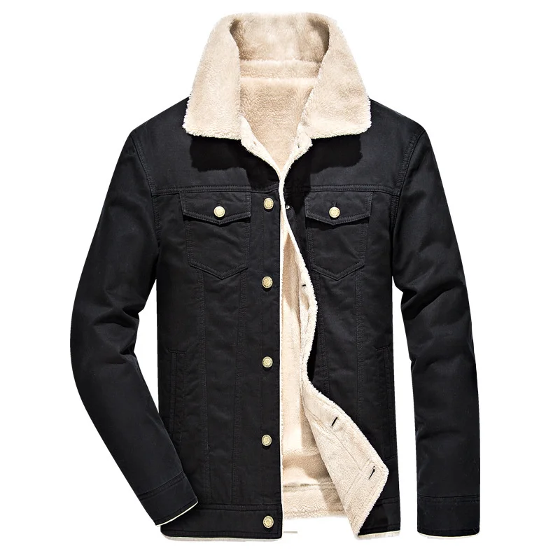 

Casual 's Bomber Parkas Winter Warm Thick Fleece Fur Collar Coat Fashion Retro Brand Jacket Men