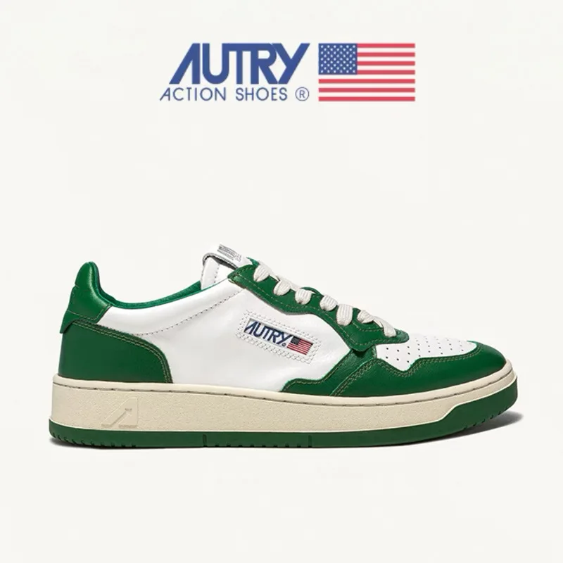 

Женские кроссовки для скейтборда Autry, винтажные кроссовки зеленого и белого цвета с круглым носком, на шнуровке, мужская спортивная обувь 35-45