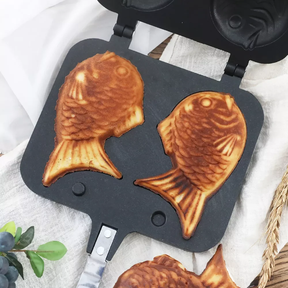 

Японский прибор Taiyaki в форме рыбы, искусственное японское приспособление для оладий, двойная японская Сковорода Из Нержавеющей Стали, домаш...