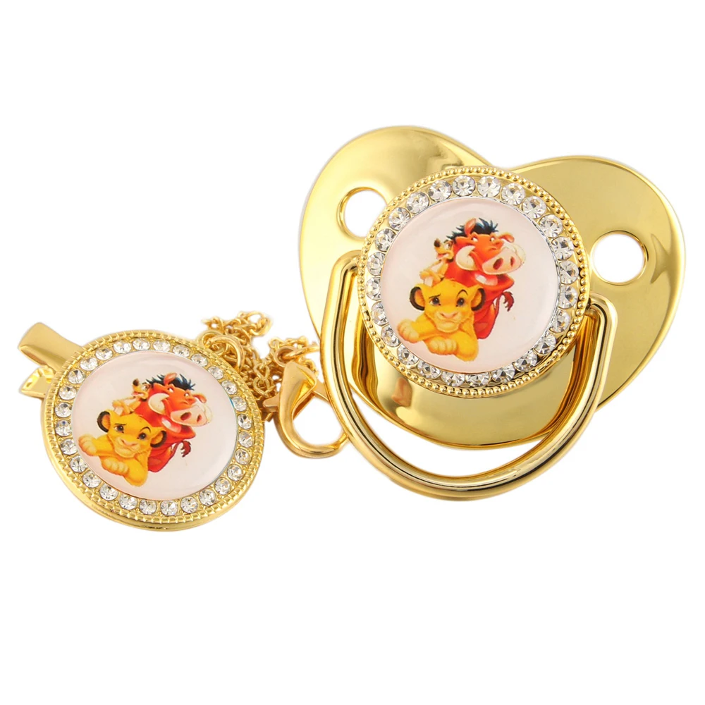 

Disney Simba Baby Pacifier with Chain Clip BPA Free Bling Dummy Soother Chupeta 0-18 Months Cartoon Bling Pacifier