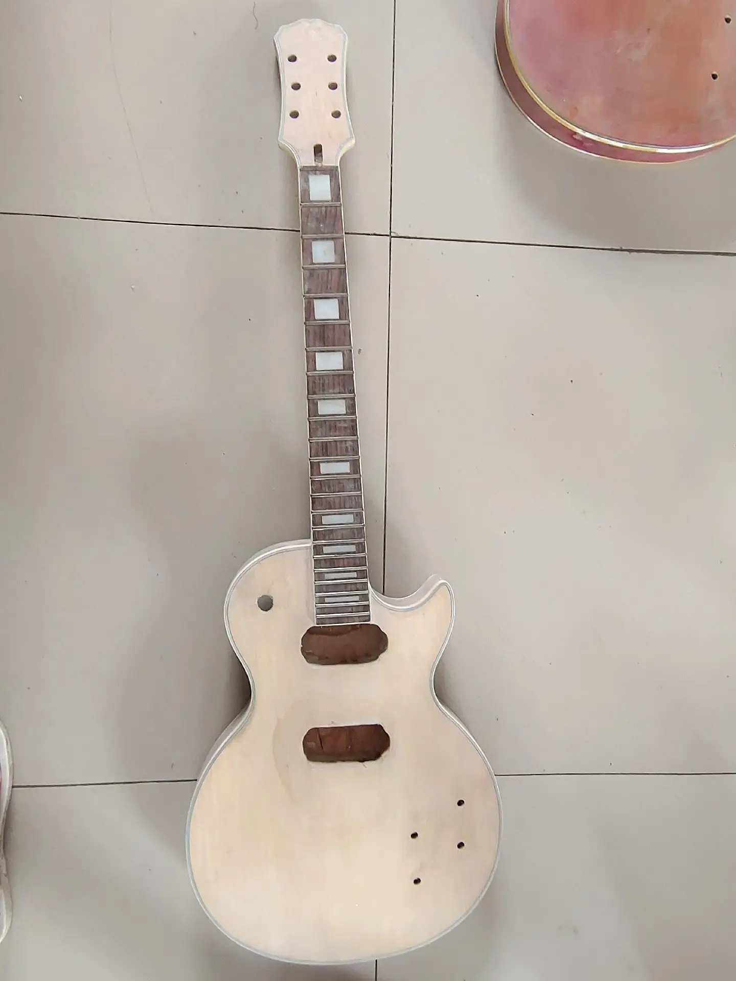 Unfinished LP Gibson Style ST Electric Guitar Kit Guitar Neck And Body Undyed DIY Parts Semi- finished Guitar Kit for Luthier enlarge