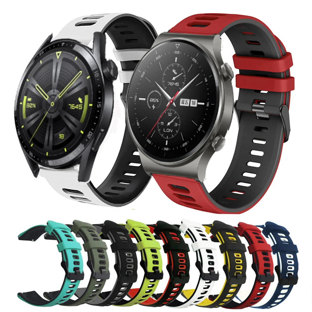 

20mm 22mm Bracelet For Huawei GT2 GT 3 42mm 46mm Silicone Sport Replace Strap For Huawei GT 2 Pro 2E Runner Honor GS Pro Band