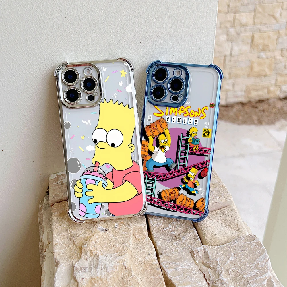 Funny Cartoon S-Simpsons Plating Case For vivo V29e Y200 V27 S16 T1 S15 V25 V23 S12 Y38 Y28 Y03 Y17s Y78 Y36 Y27 4G 5G Cover