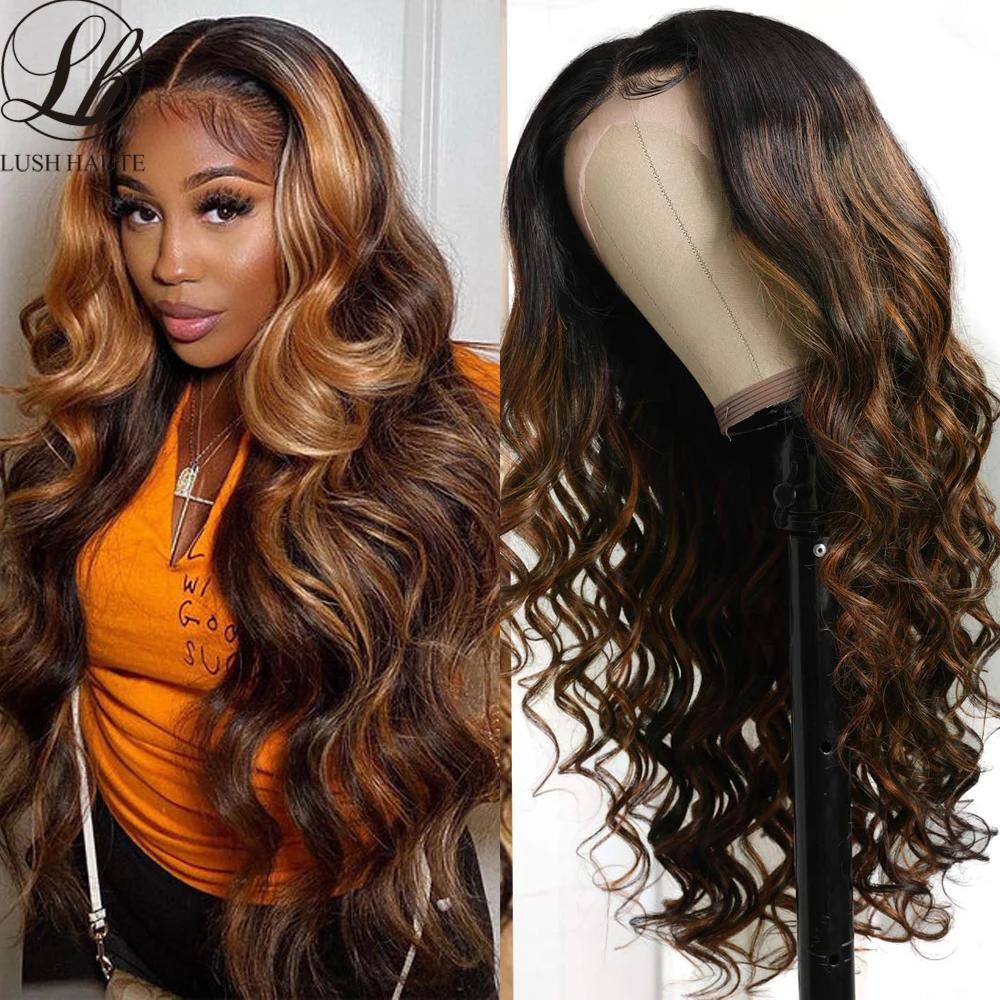 

P27 Волна Парик Фронта Шнурка Синтетический Парик Выделения TPart Hd Парик Фронта Шнурка Медовая Блондинка Ombre Парик для Чернокожих Женщин Термо...