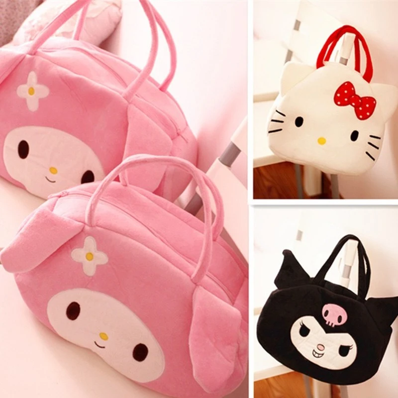 

Kawaii Cartoon Anime Cinnamoroll Kuromi My Melody Hello Kitty Plush Shoulder Large Capacity Shoulder Bag Girl Little Devil Bag