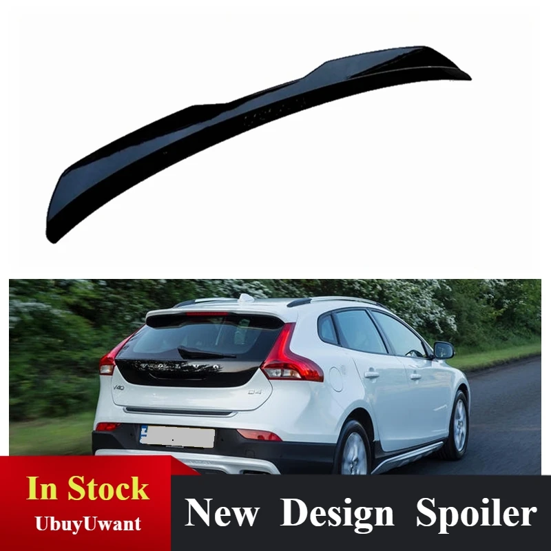 

Задний спойлер на крышу для Volvo V40 R-Design 2012-2019, спойлер на крышу, блеск, черные аксессуары, заднее крыло автомобиля из АБС-пластика