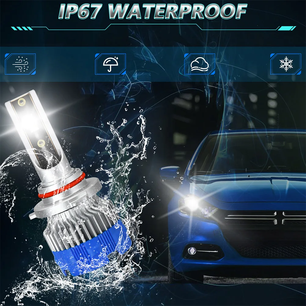 2 шт. лампа для автомобильных фар H1 H4 H7 9005 9006 H11 светодиодная автомобиля 20000LM 120W 6500K