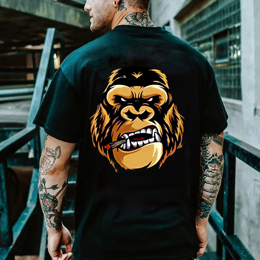 

Vintage Men's T-shirt, Fun Clothes, 5XL Street Short Sleeved T-shirt, Casual Men's Round Neck T-shirt, Oversized Black Sweater