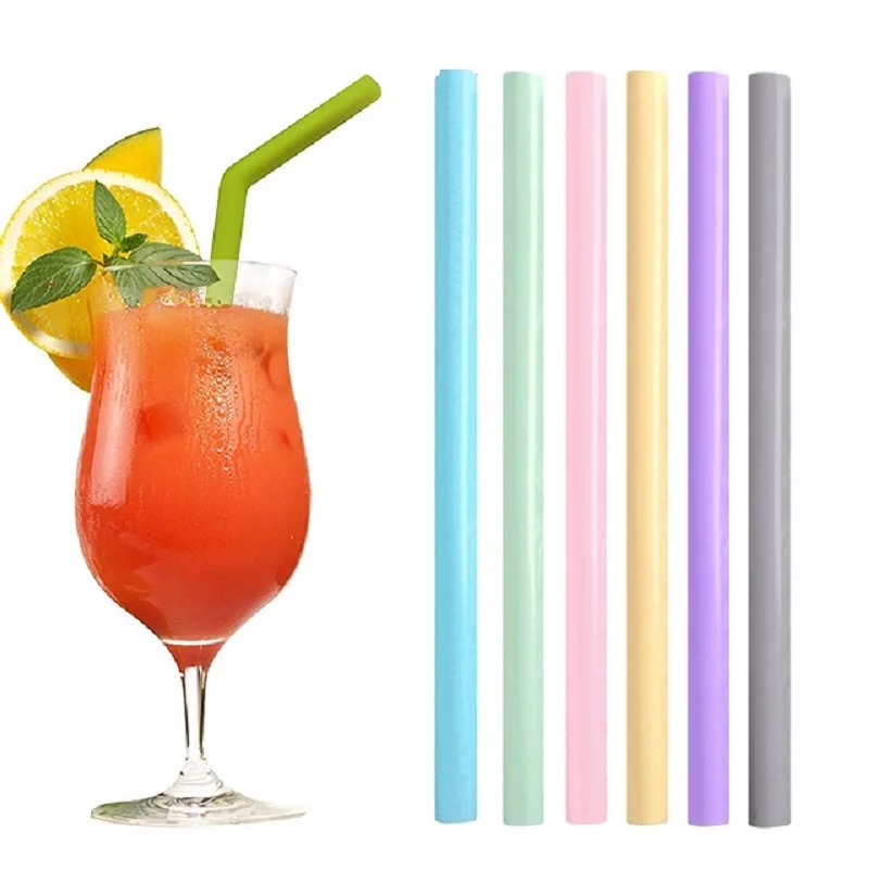 

6 Pcs Reusable Food Grade Silicone Straws Straight Bent Drinking Straw With Cleaning Brush Set Party Kitchen Accessory Bar Acce