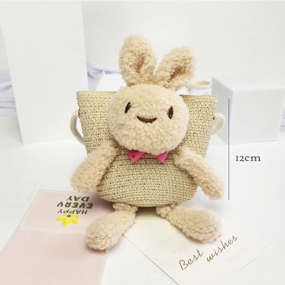 Соломенная Сумка С Рисунком Кролика Для Девочек Летний Кошелек Монет На Молнии