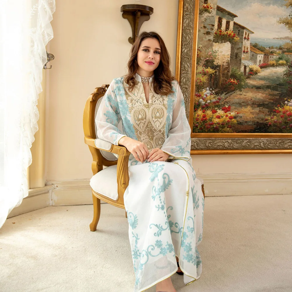 

Elegant Dresses For Women White Eid Abaya Jalabiyat Ramadan 2022 New Summer Clothes Muslim Arabic Female Robe Plus Size Skirt