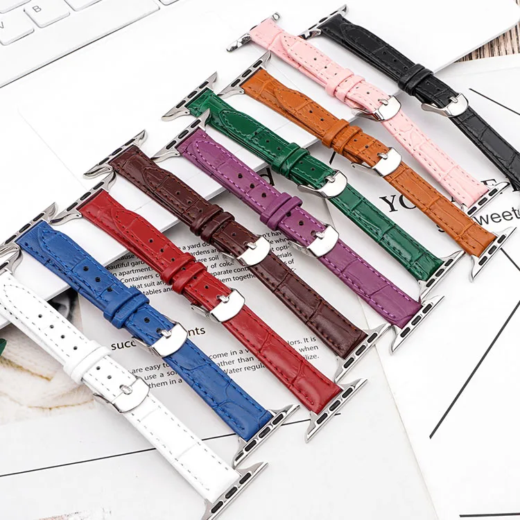 

Slim Thin Leather watch band for Apple WatchBand 40mm 44mm 38mm 42mm Bracelet Strap Texture 45mm 41mm for iWatch 7 SE 6 5 4 3 2