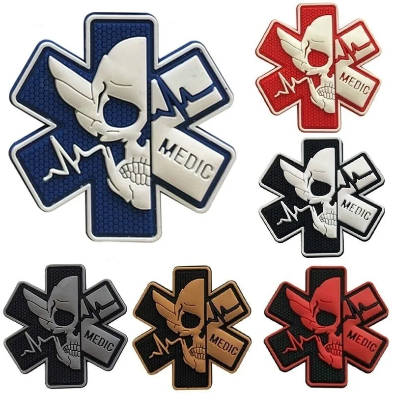

Skull MEDIC Hook Badges Patches Pvc Rubber Tactical Armbands Patch with Clothes Caps Backpacks Bags Vest Decorative Accessories