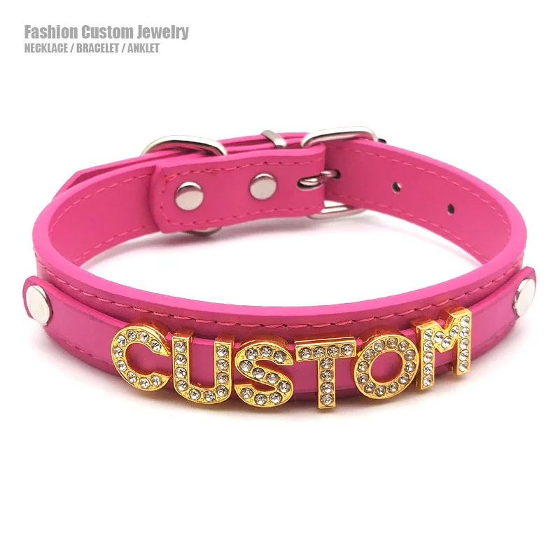 Sexy Rosy Gold Letters Daddy Slave Customized Collars Choker Necklace DIY Custom Name Word Role Age Play BDSM Cosplay Jewelry