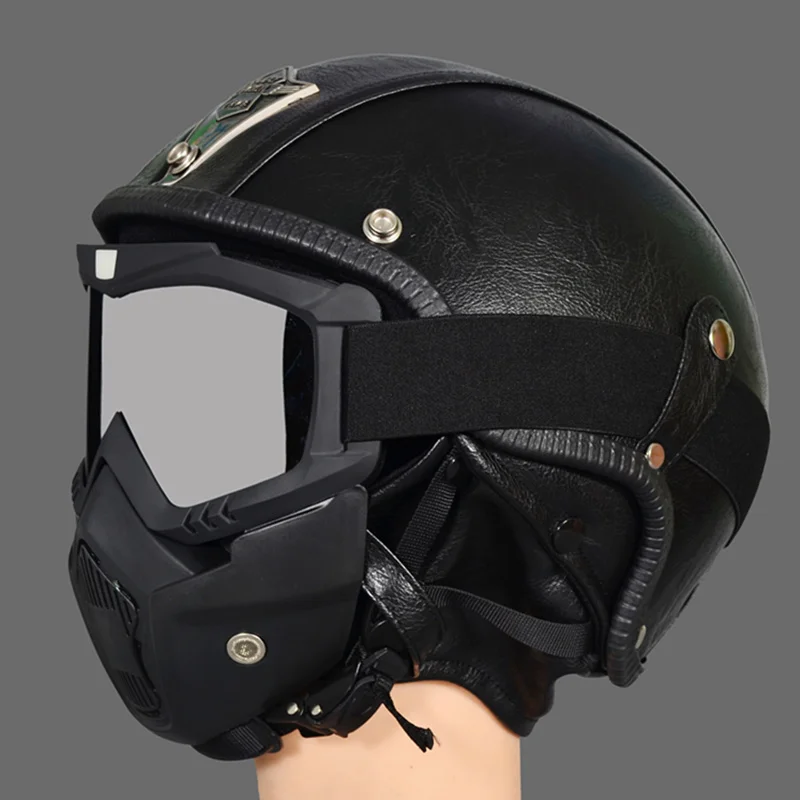 

VOIKIYL high-strength personality handmade classic retro 3/4 helmet, For Harley motorcycle cruise motorcycle protection helmet