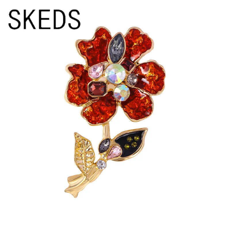 Изысканные женские элегантные блестящие значки SKEDS в виде цветов модные броши с