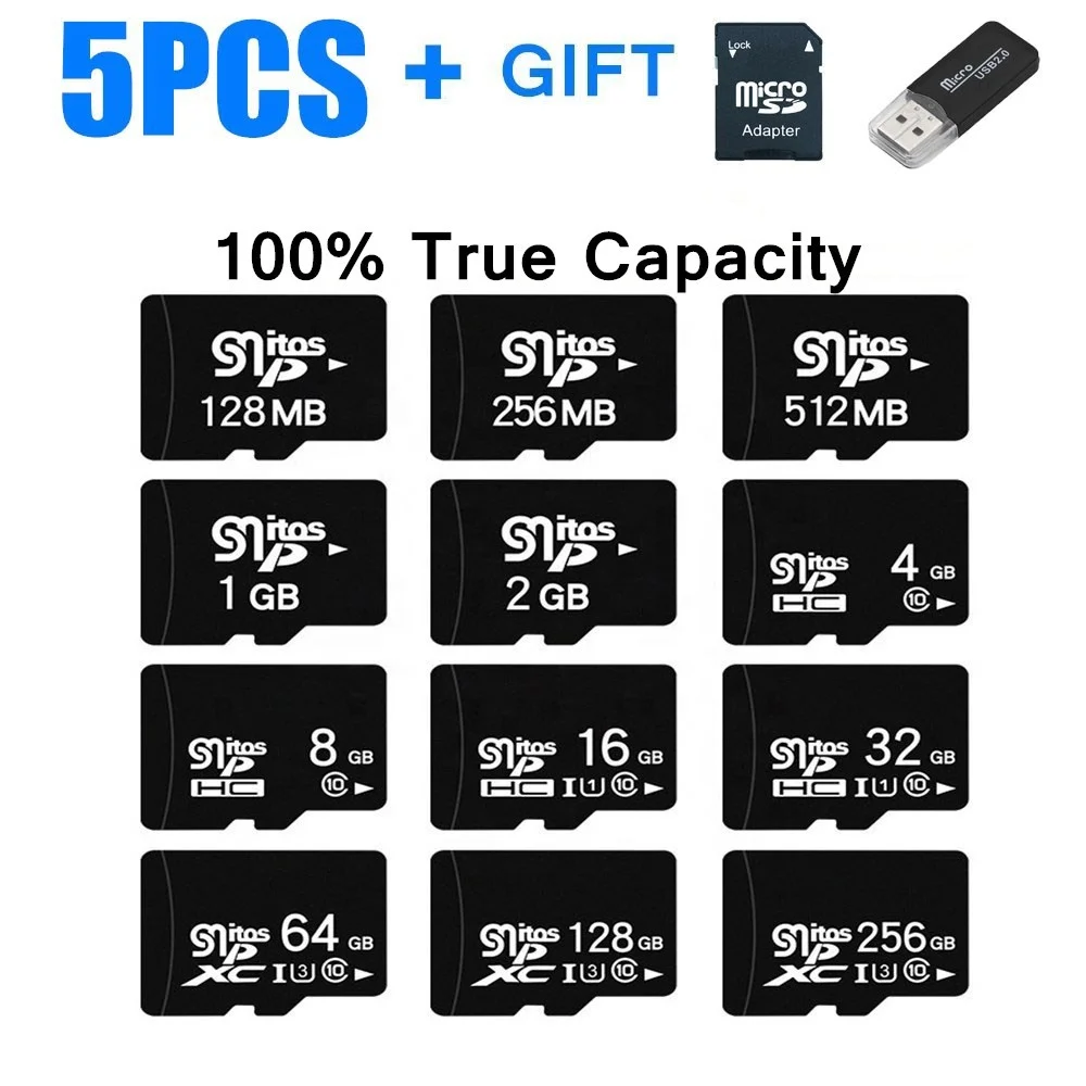 

5PCS Original Flash Memory Card 2GB 4GB 8GB 16GB 32GB 64GB High Speed TF/SD Card 128GB 256GB Micro Memory Cards for Smartphone