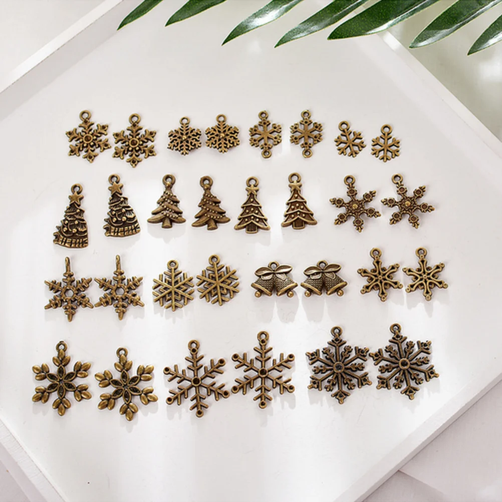 

30Pcs DIY Accessories Bell Snowflake Alloy Delicate Christmas Tree Pendants Hanging Ornaments