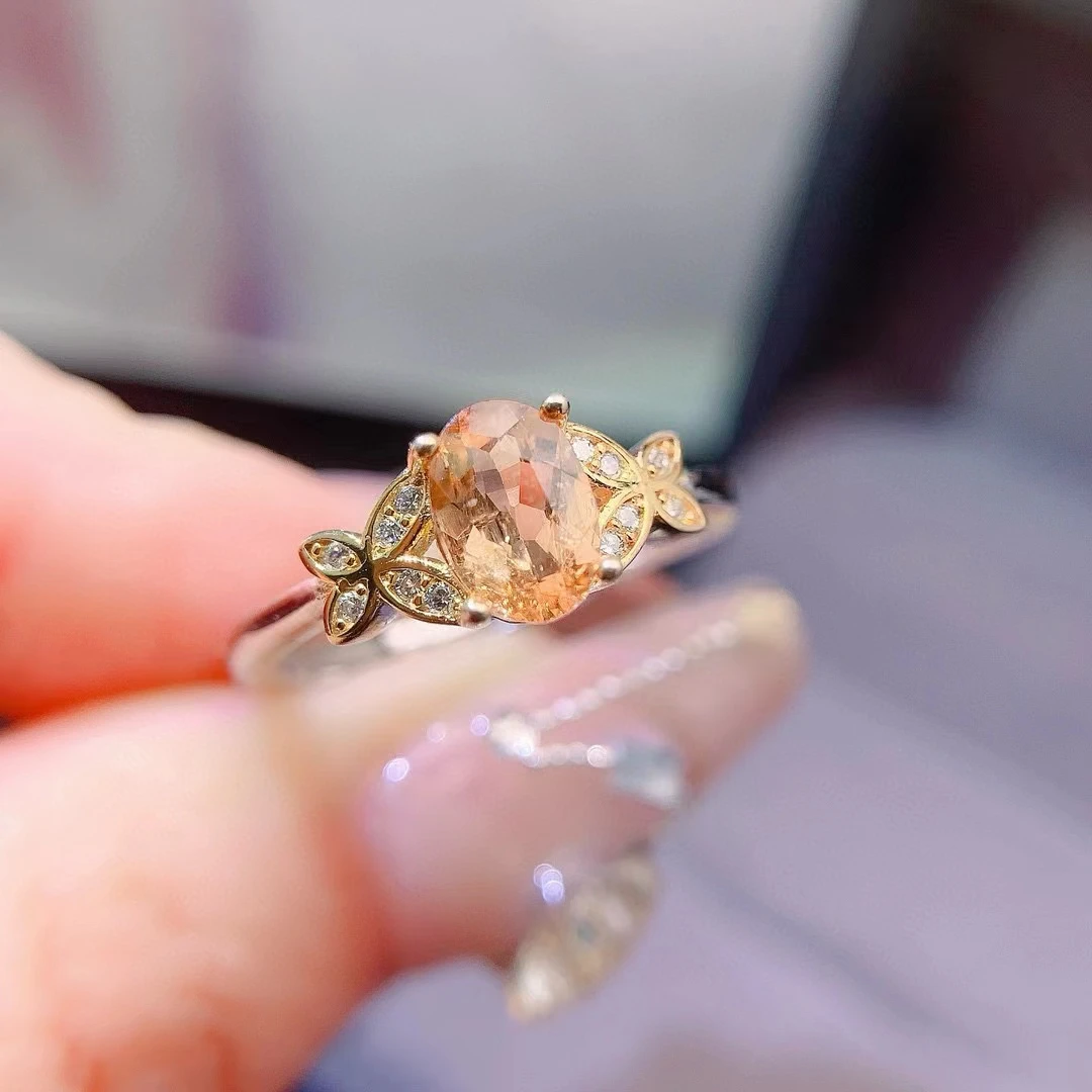 Кольцо из натурального желтого турмалина для помолвки кольцо серебра 925 пробы с 3