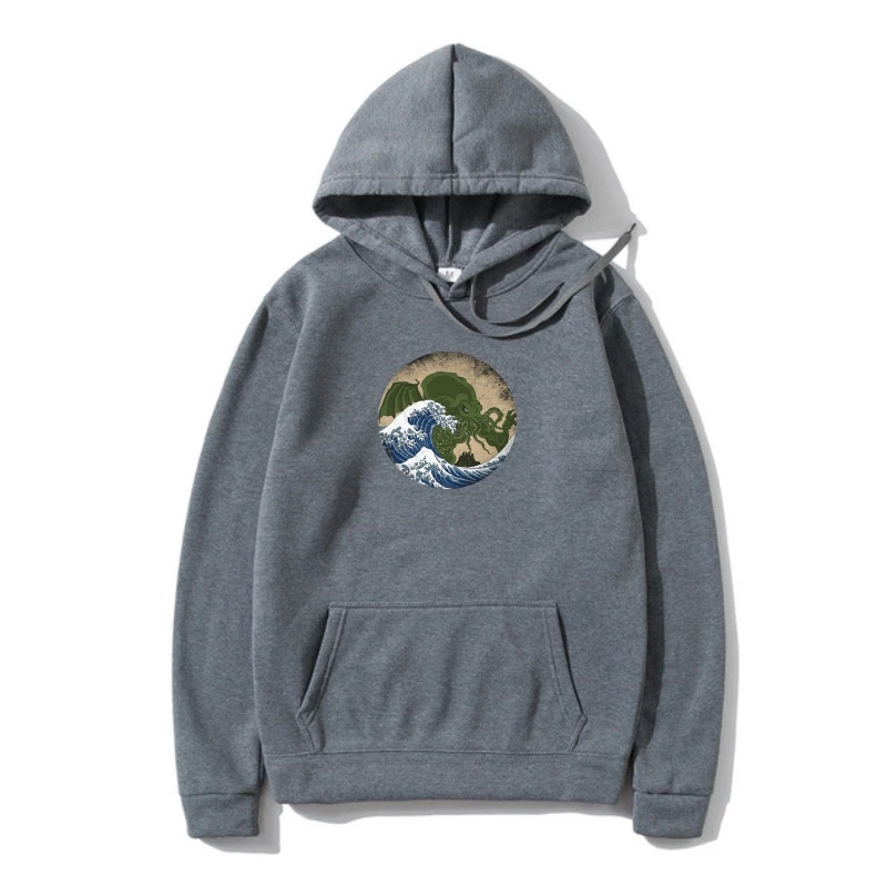 

Худи Harajuku Hokusai Cthulhu Shock Wave Hoodys, классический дизайн, Мужская Ретро толстовка с капюшоном, Новое поступление, худи из 100% хлопка